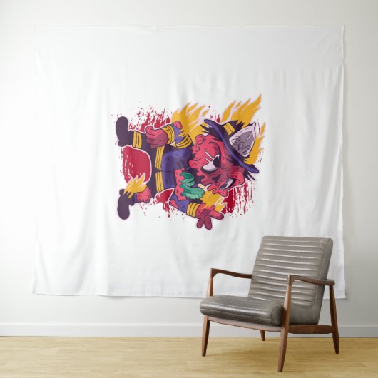 Halloween Halloween Feuerwehrkostüm Wandteppich (Beispiel (Horizontal))