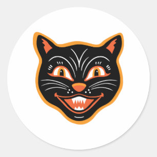 Halloween Halloween Vintage Schwarze Katze Aufkleb Runder Aufkleber