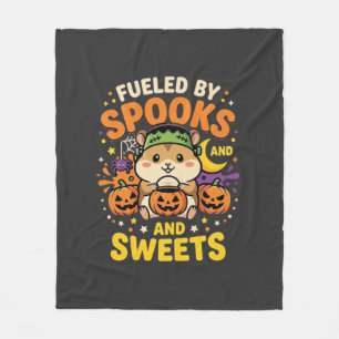 Halloween-Hamster, angefeuert von Spuk und Süßigke Fleecedecke