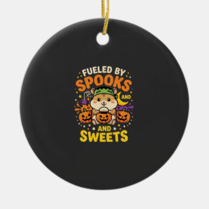 Halloween-Hamster, angefeuert von Spuk und Süßigke Keramik Ornament