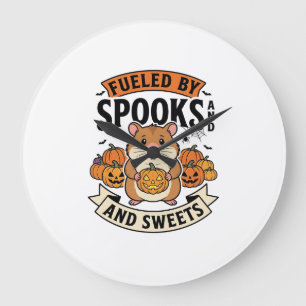 Halloween-Hamster, angetrieben von Spuk, lustig, s Große Wanduhr