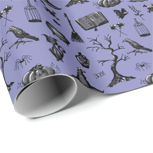 Halloween Hand Gezeichnet Wrapping Paper Geschenkpapier (Rolleneckpunkt)