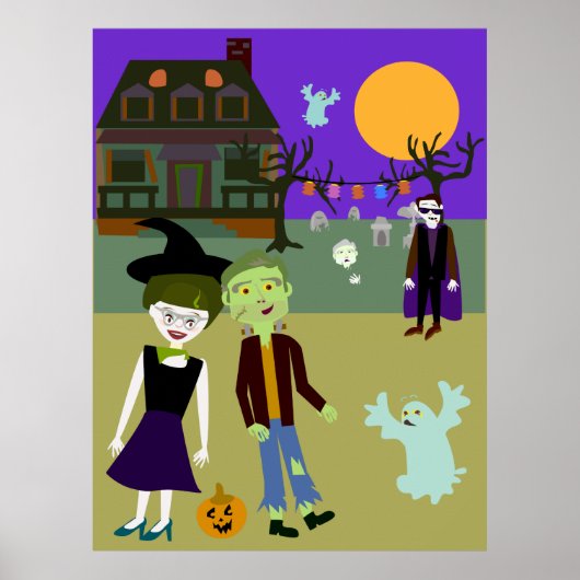 Halloween Hangout Fun Cartoon Art Design Poster (Vorne)