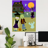 Halloween Hangout Fun Cartoon Art Design Poster (Heimbüro)
