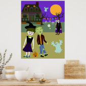 Halloween Hangout Fun Cartoon Art Design Poster (Küche)