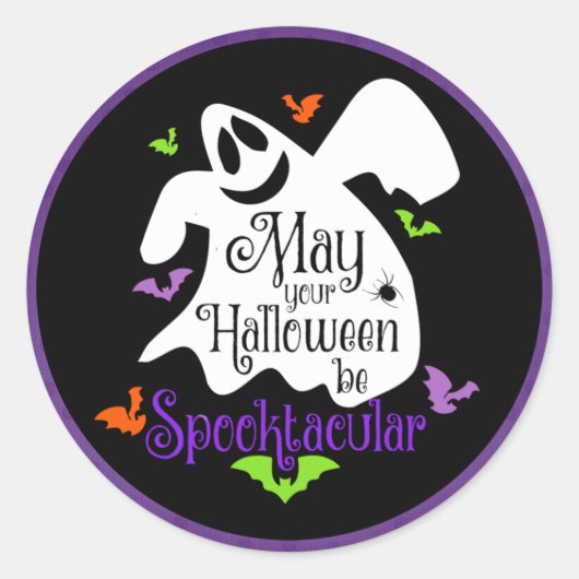 Halloween - Happy Ghost Spooktacular Runder Aufkleber (Vorderseite)