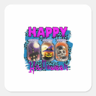 Halloween Happy Halloween Birthday Quadratischer Aufkleber