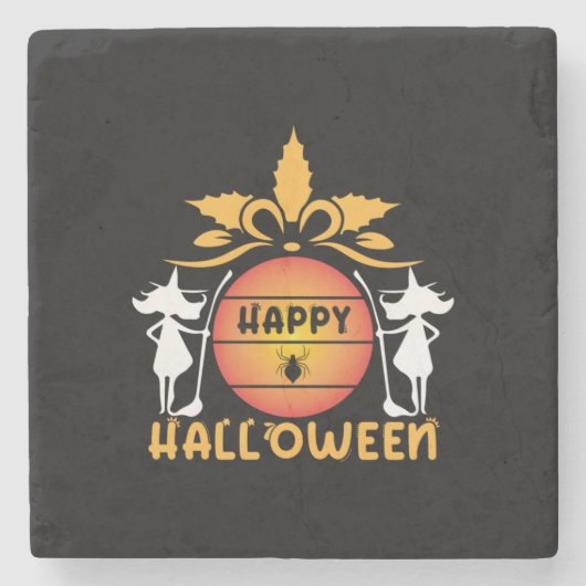 Halloween Happy Halloween Birthday Steinuntersetzer (Vorderseite)