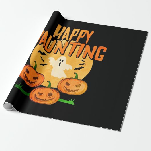 Halloween Happy Haunting Geschenkpapier (Ungerollt)