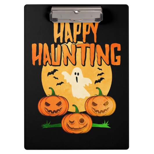 Halloween Happy Haunting Klemmbrett (Vorderseite)
