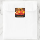 Halloween - Happy Haunting Pumpkins Quadratischer Aufkleber (Tasche)