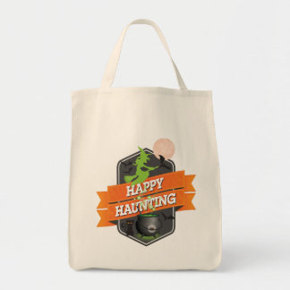 Halloween Happy Haunting with Hexe on Broom Tragetasche
