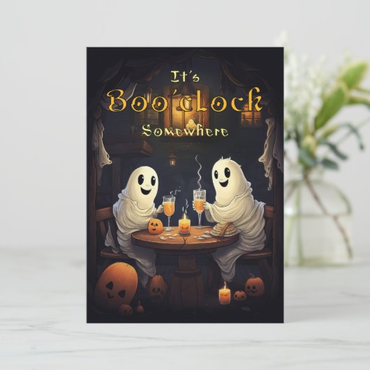 Halloween Happy Hour Einladung (Stehend Vorderseite)