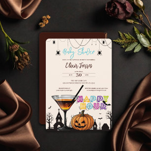 Halloween Happy Hour Kürbis Cocktail Baby Shower Einladung