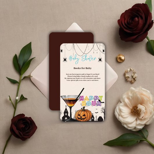 Halloween Happy Hour Pumpkin Cocktail Babydusche Begleitkarte