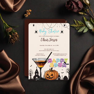 Halloween Happy Hour Pumpkin Cocktail Babydusche Einladung