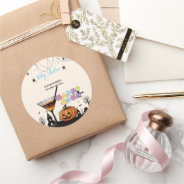 Halloween Happy Hour Pumpkin Cocktail Babydusche Runder Aufkleber