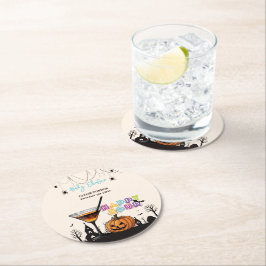 Halloween Happy Hour Pumpkin Cocktail Babydusche Runder Pappuntersetzer