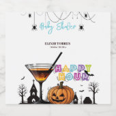 Halloween Happy Hour Pumpkin Cocktail Babydusche Schaumweinetikett (Einzelnes Label)