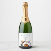 Halloween Happy Hour Pumpkin Cocktail Babydusche Schaumweinetikett (Vorderseite)