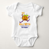 Halloween Happy Pumpkin Boy Individuelle Name Baby Strampler (Vorderseite)