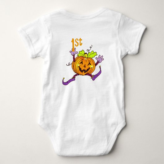 Halloween Happy Pumpkin Boy Individuelle Name Baby Strampler (Rückseite)