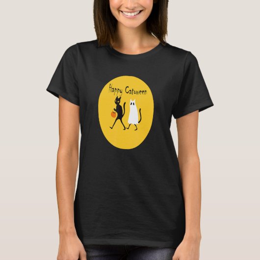 Halloween happy sarcastic Halloween cat T-Shirt (Vorderseite)