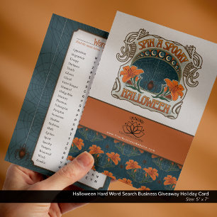 Halloween Hard Word Search Business Giveaway Feiertagskarte