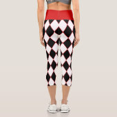 halloween harlequin red Schwarz-weiß Capri Leggings (Rückseite)