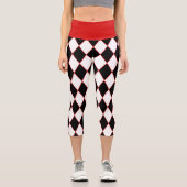 halloween harlequin red Schwarz-weiß Capri Leggings (Vorderseite)