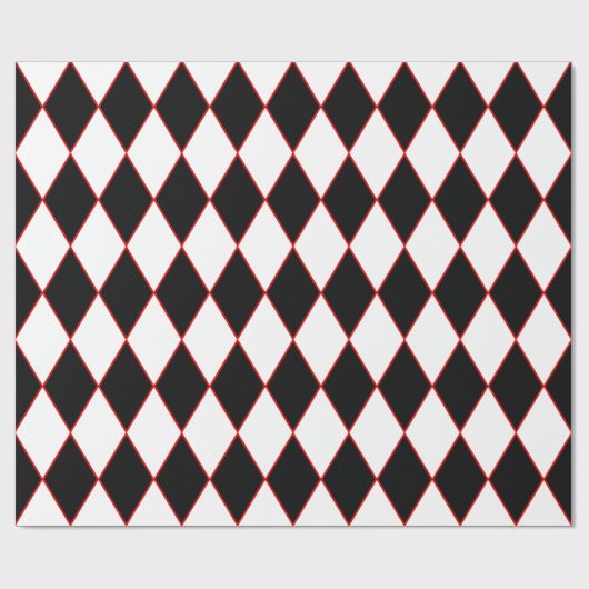 halloween harlequin red Schwarz-weiß Geschenkpapier (Flach)