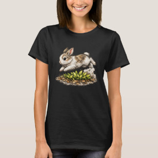 Halloween-Hase springt über frischen herbstlichen T-Shirt