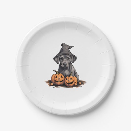 Halloween Hat Pumpkin Dog Great Dane Pappteller (Vorderseite)