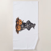 Halloween Hat Pumpkin Dog Great Dane Strandtuch (Vorderseite)