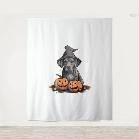 Halloween Hat Pumpkin Dog Great Dane Wandteppich (Vorderseite)