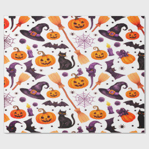 Halloween Hat Pumpkins Bats Spooky Magie Geschenkpapier