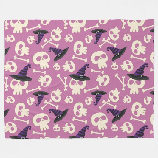 Halloween Hats, Schädel und Knochen Fleecedecke (Vorderseite (Horizontal))