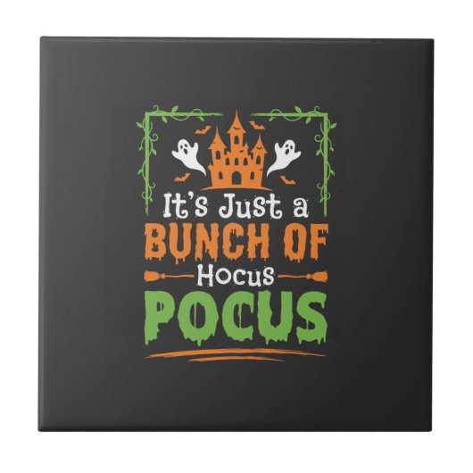 Halloween-Haufen Hokuspokus Fliese (Vorderseite)