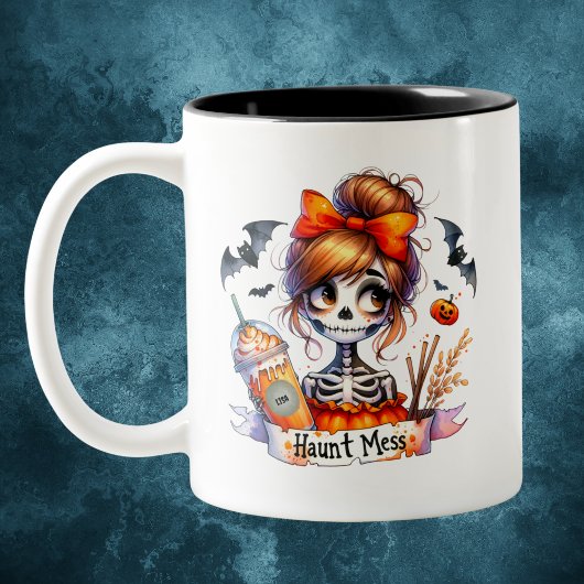 Halloween Haunt Mess Kaffee Skeleton Spookon Custo Zweifarbige Tasse