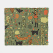 Halloween Haunt: Spooky Vintag Mix Fleecedecke (Vorderseite (Horizontal))