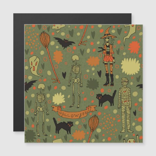 Halloween Haunt: Spooky Vintag Mix Magnetkarte (Vorne/Hinten)