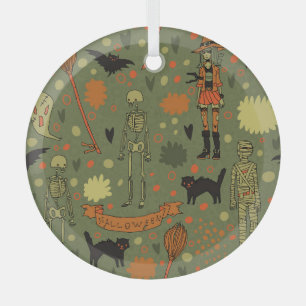 Halloween Haunt: Spooky Vintag Mix Ornament Aus Glas