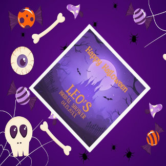 Halloween Haunted Castle Purple Bridal Shower  Serviette