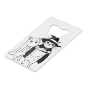 Halloween Haunted Cat Witch Costume Geldbeutel Flaschenöffner (Vorderseite Schrägansicht)