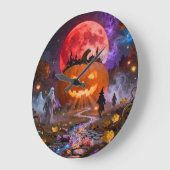 Halloween Haunted Eclipse 2 Wall Clock Große Wanduhr (Winkel)