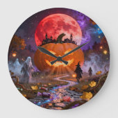 Halloween Haunted Eclipse 2 Wall Clock Große Wanduhr (Vorderseite)