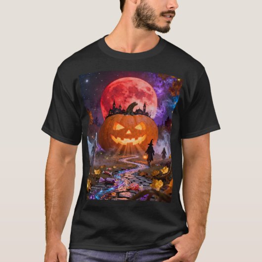 Halloween Haunted Eclipse 2 Wall Clock T-Shirt (Vorderseite)