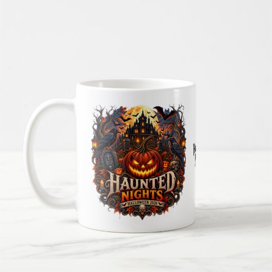 Halloween Haunted Nights Tasse –Gruseliger Kürbisp (Links)