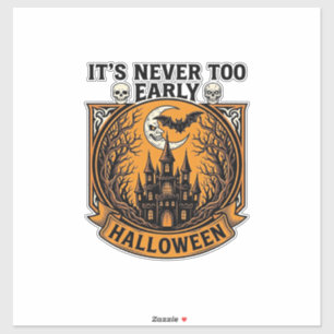 Halloween-Haus des Grauens Mond Fledermaus zu früh Aufkleber