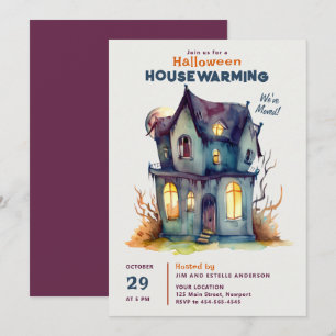 Halloween-Haus-Einweihung im Wassercolor-Stil Einladung